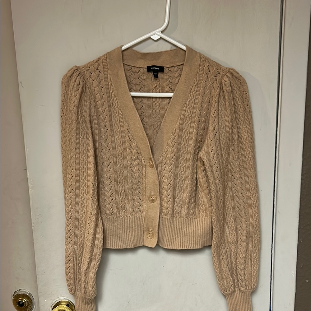 Express Beige Cable Knit Cardigan